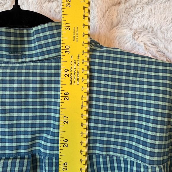 Duluth‎ Trading Shirt L Wrinkle Fighter Untucked Long Sleeve Button Green Plaid - Picture 9 of 11